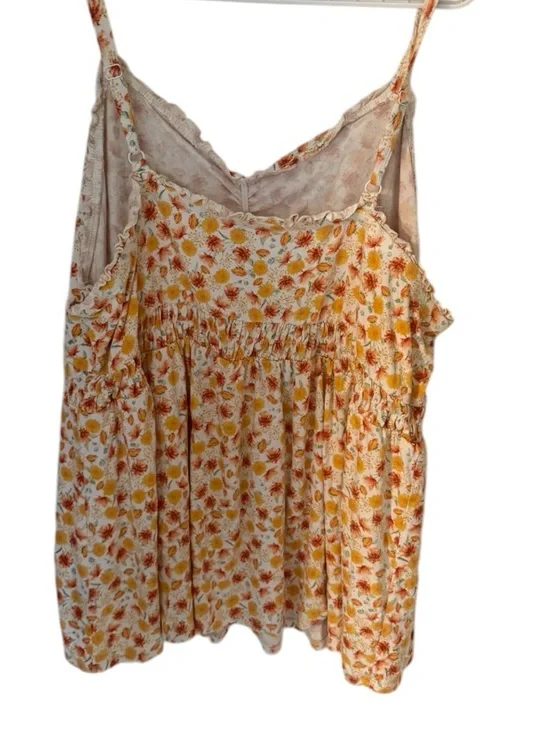 Torrid 3 Floral Cami Super Soft Knit Tank Orange Yellow Cottage Core - Picture 4 of 8